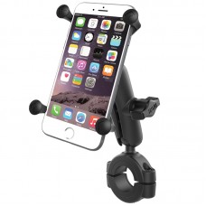 Torque™ 1 1/8" - 1 1/2" Diameter Handlebar/Rail Base with 1" Ball, Standard Arm and X-Grip® for Larger Phones