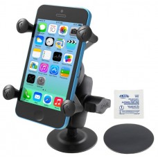 PSA Adhesive Mount with Short Double Socket Arm & Universal X-Grip® Cell Phone Holder
